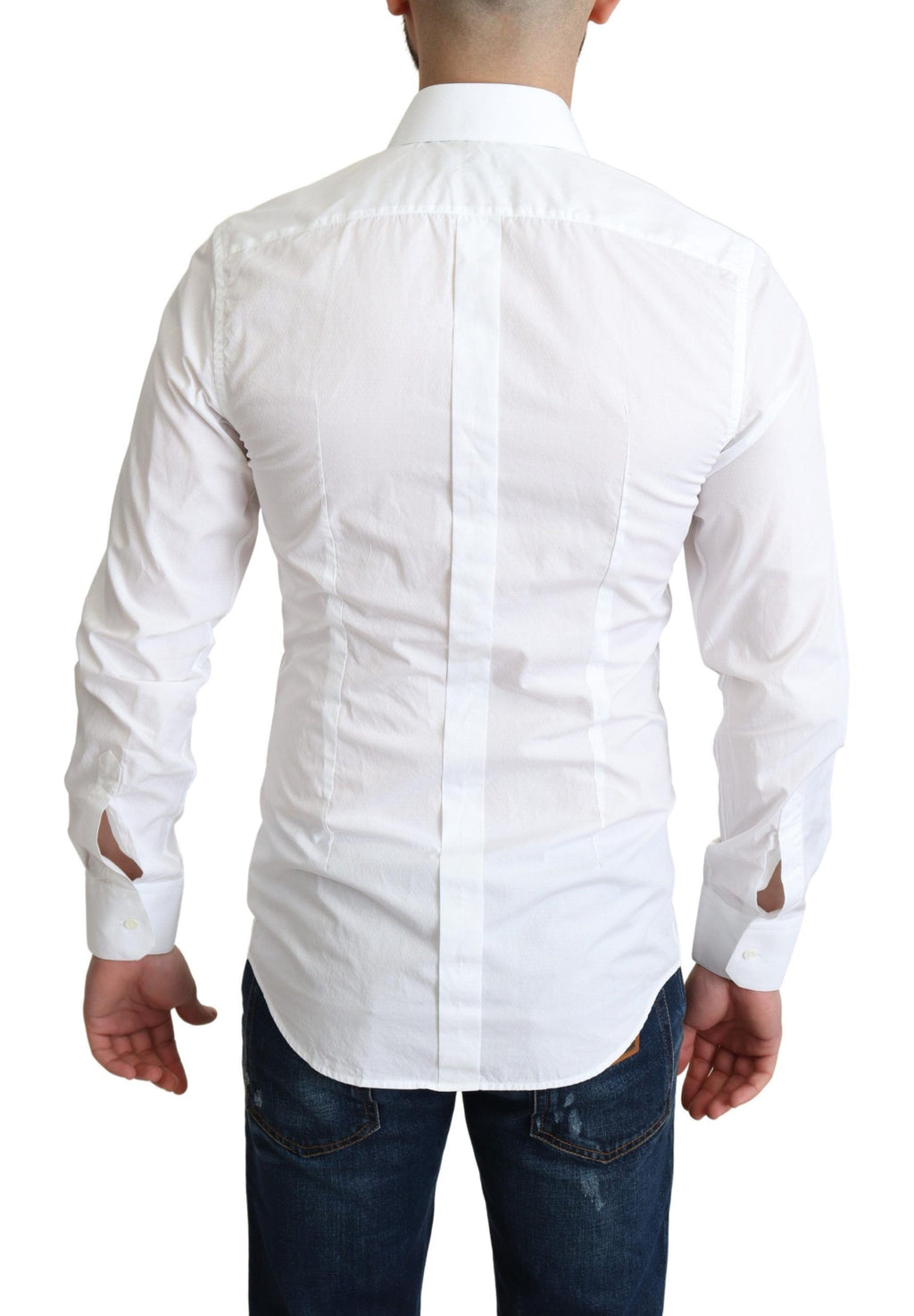 Dolce & Gabbana White Cotton Long Sleeves Men Formal Shirt - Zeiniez