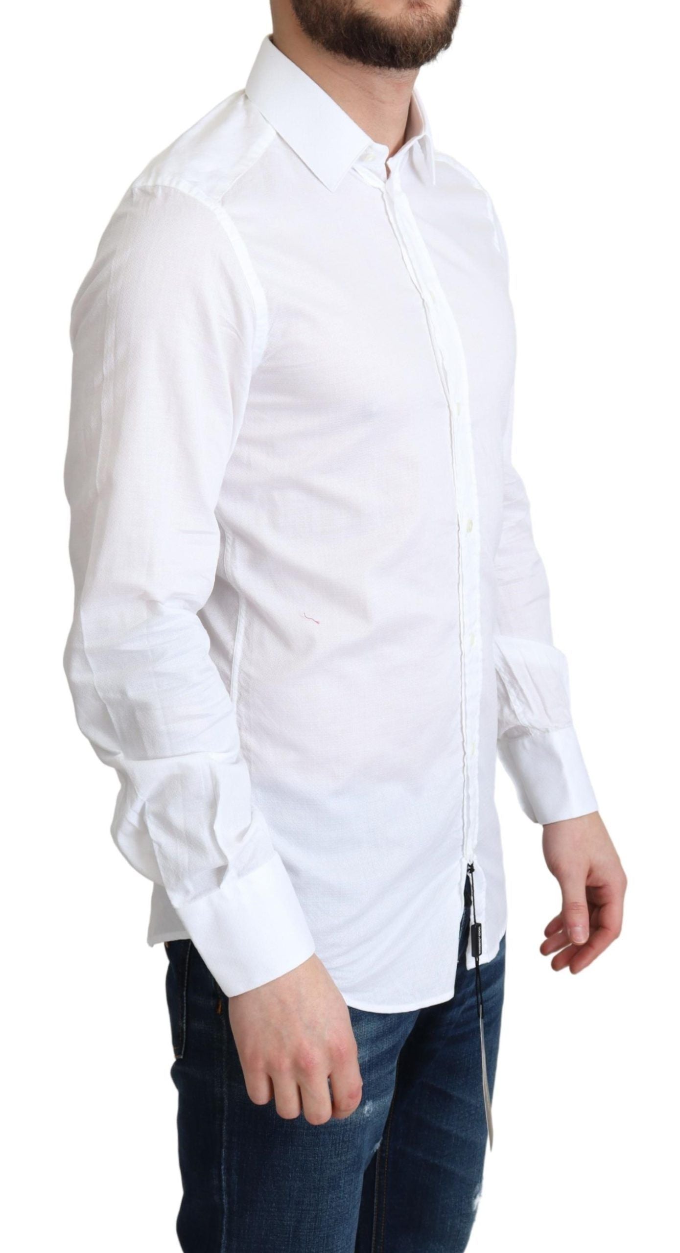 Dolce & Gabbana White Cotton Long Sleeves Formal Shirt - Zeiniez