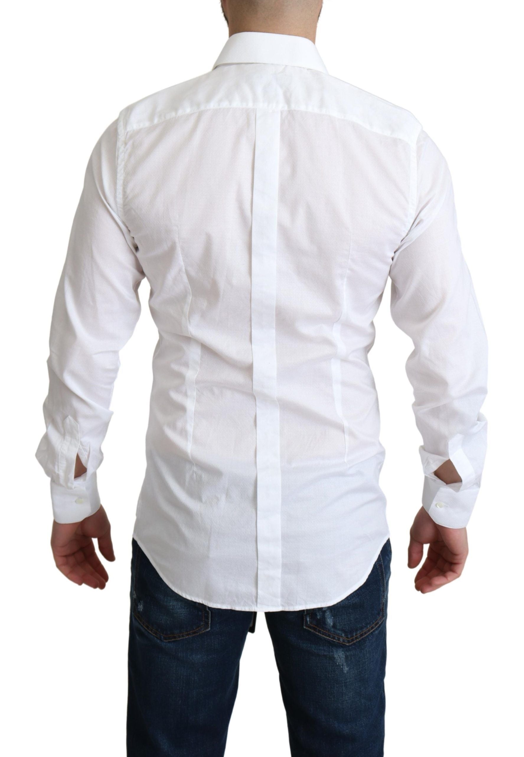 Dolce & Gabbana White Cotton Long Sleeves Formal Shirt - Zeiniez