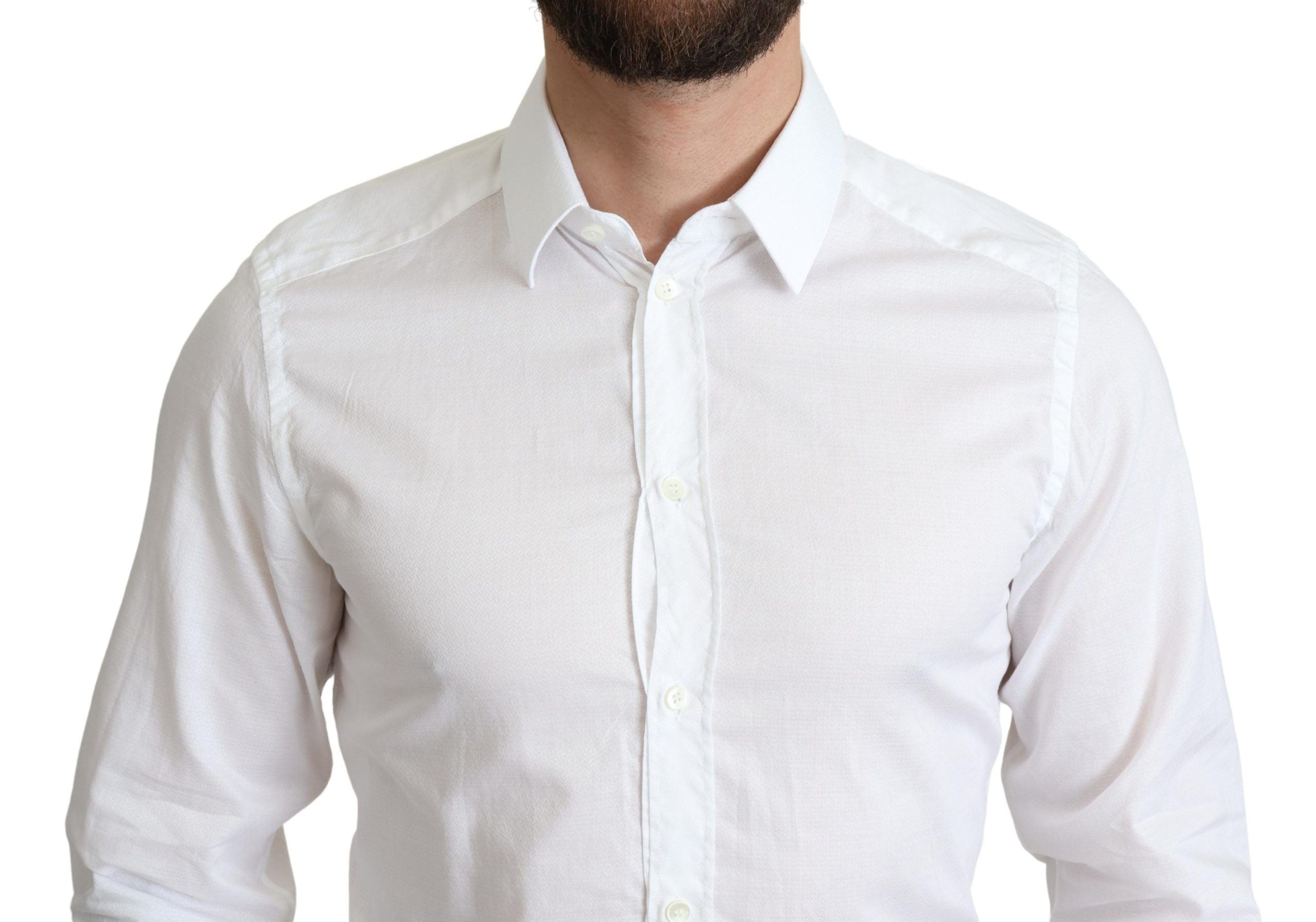 Dolce & Gabbana White Cotton Long Sleeves Formal Shirt - Zeiniez