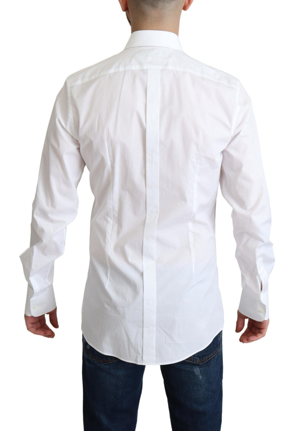 Dolce & Gabbana White Bib Cotton Poplin Men Formal Shirt - Zeiniez