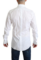 Dolce & Gabbana White Bib Cotton Poplin Men Formal Shirt - Zeiniez