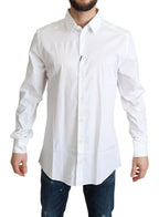 Dolce & Gabbana White Cotton Stretch Men Dress Formal Shirt - Zeiniez