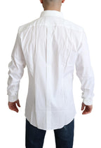 Dolce & Gabbana White Cotton Stretch Men Dress Formal Shirt - Zeiniez