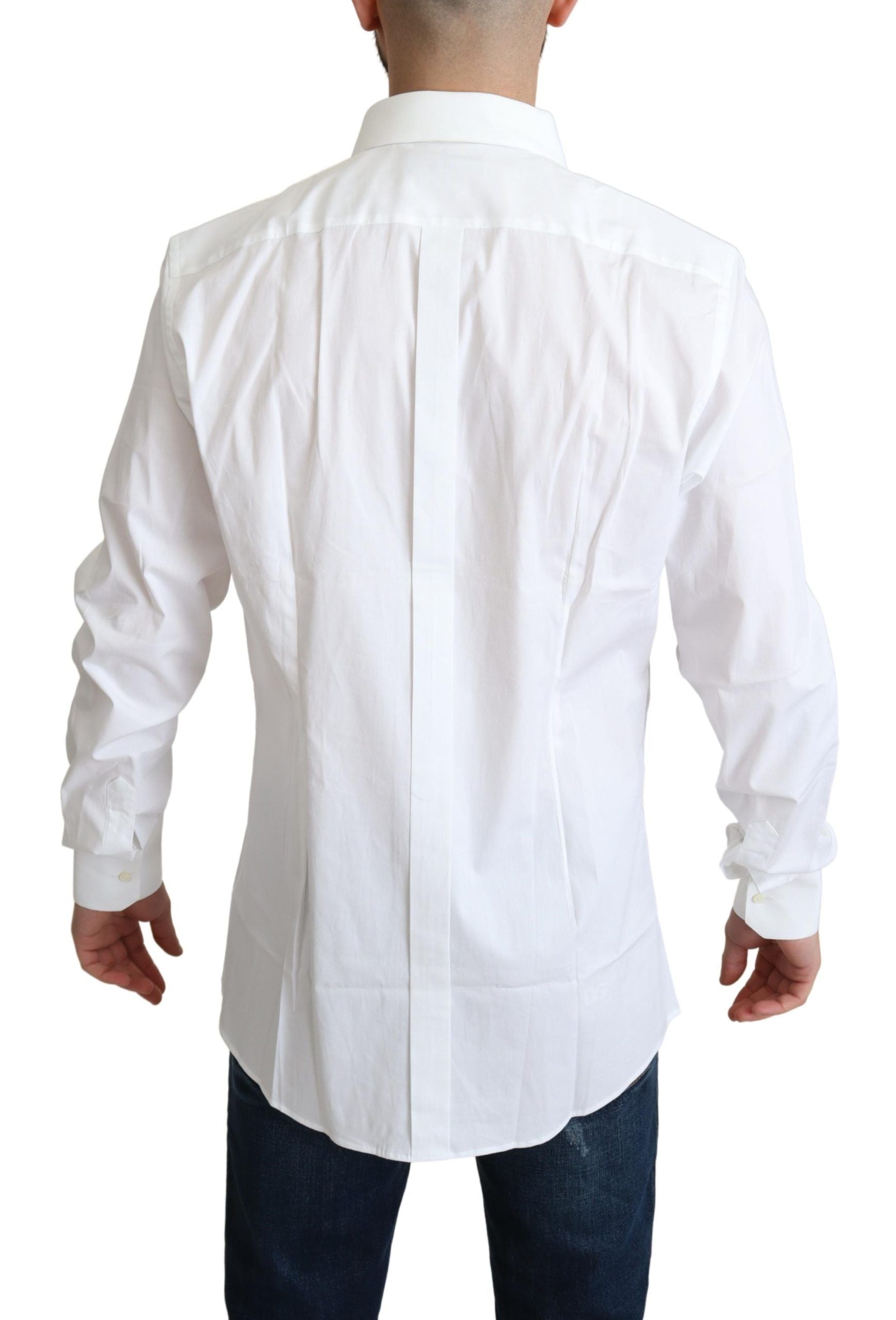 Dolce & Gabbana White Cotton Stretch Men Dress Formal Shirt - Zeiniez