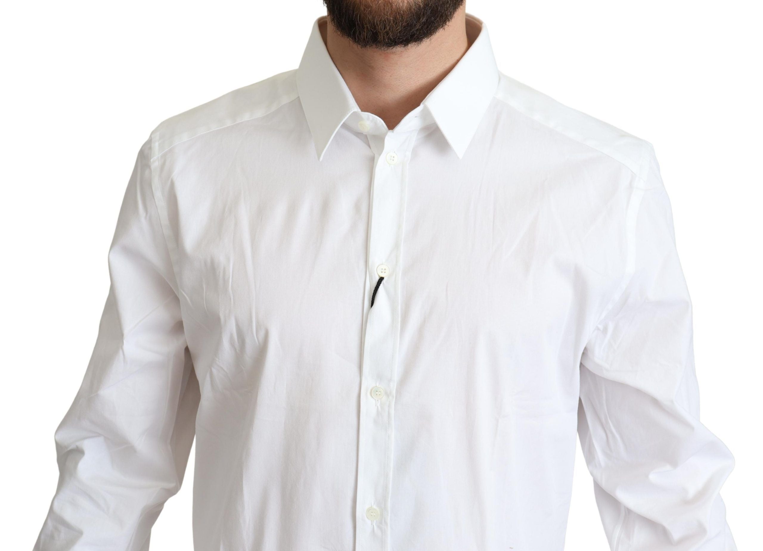 Dolce & Gabbana White Cotton Stretch Men Dress Formal Shirt - Zeiniez