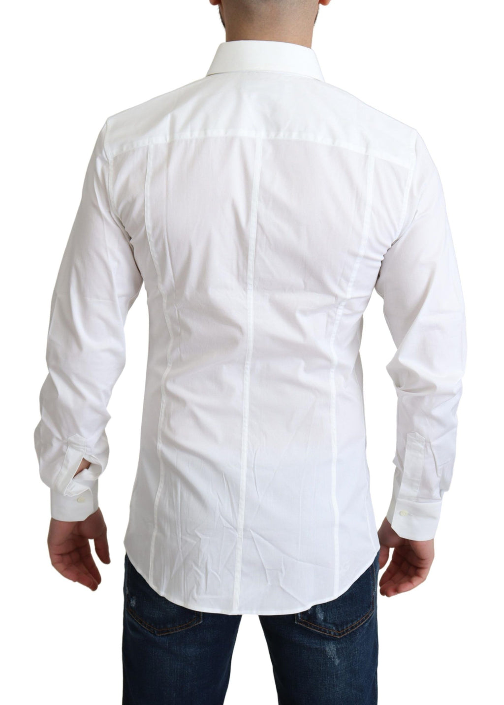 Dolce & Gabbana White Cotton Stretch Men Formal SICILIA Shirt - Zeiniez
