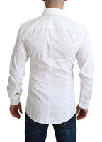 Dolce & Gabbana White Cotton Stretch Men Formal SICILIA Shirt - Zeiniez