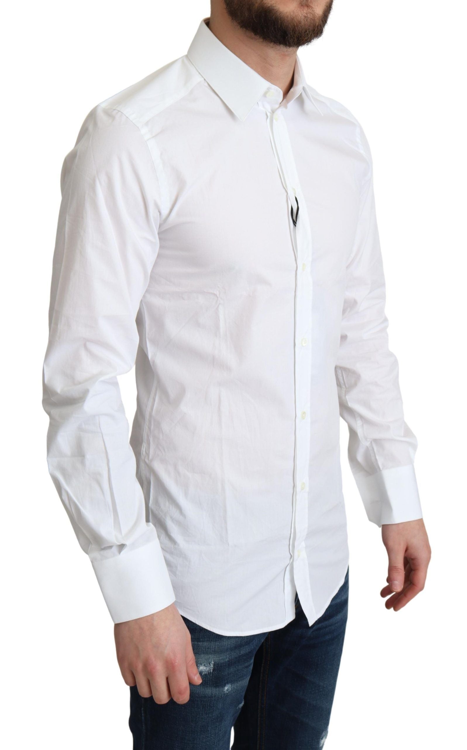 Dolce & Gabbana White Pure Cotton Men Dress Formal Shirt - Zeiniez