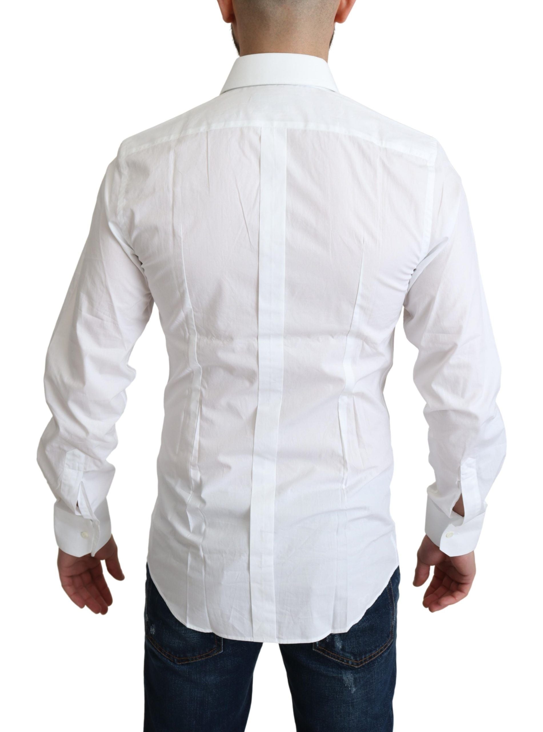 Dolce & Gabbana White Pure Cotton Men Dress Formal Shirt - Zeiniez