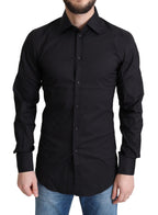 Dolce & Gabbana Black Cotton Blend Formal Dress Shirt - Zeiniez