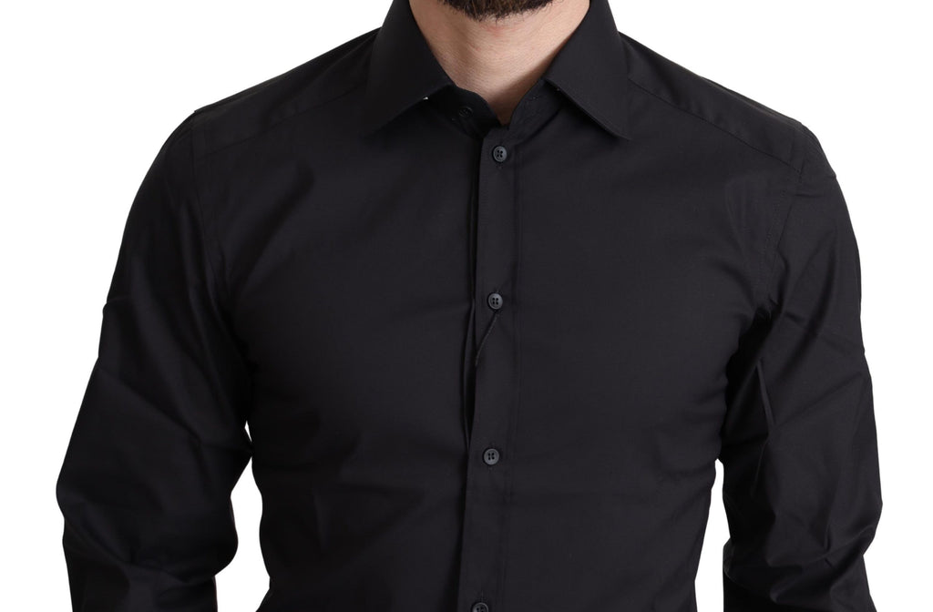 Dolce & Gabbana Black Cotton Blend Formal Dress Shirt - Zeiniez