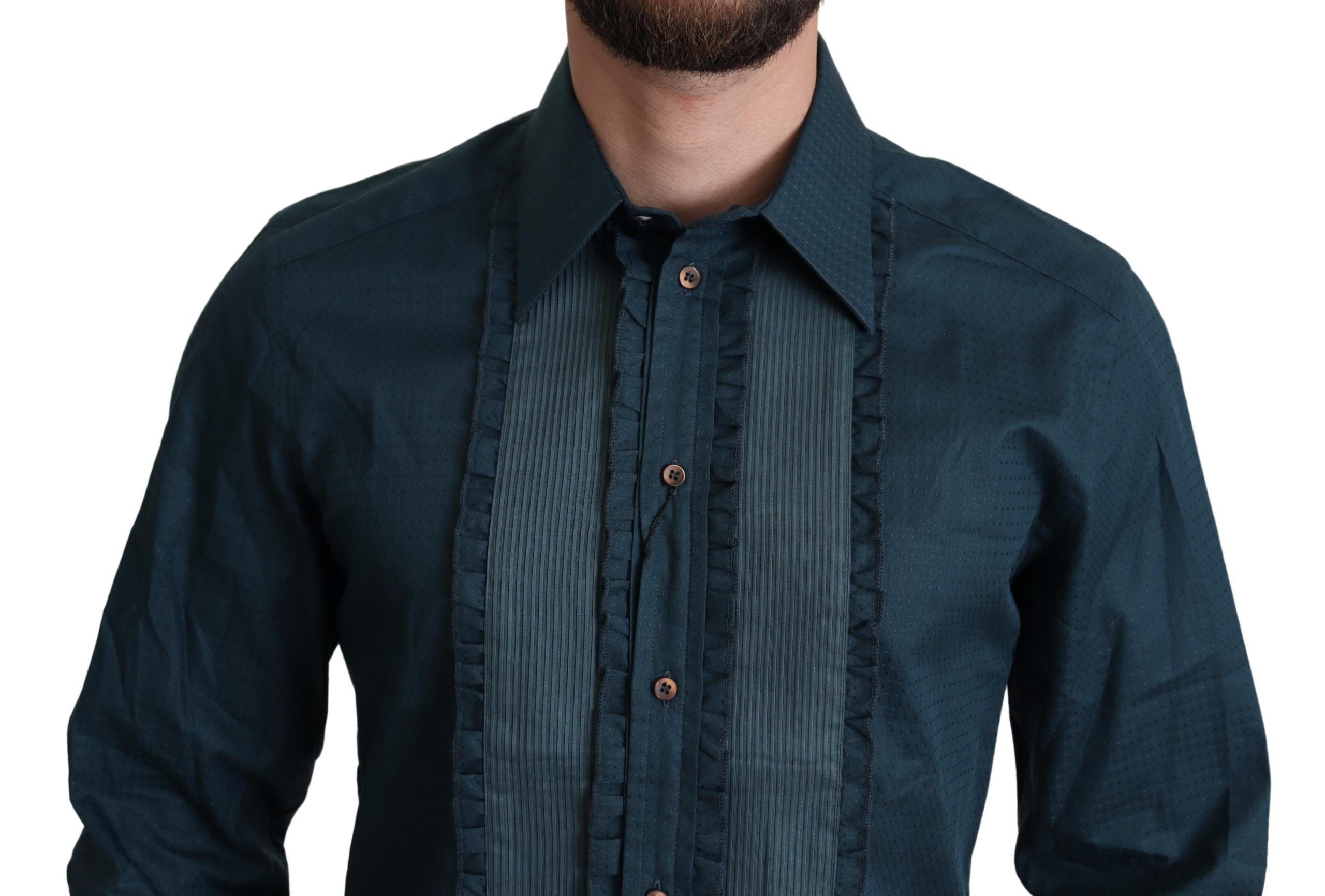 Dolce & Gabbana Blue Placket Cotton Dress Formal Shirt - Zeiniez