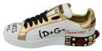 Dolce & Gabbana White Roses Sequined Crystal Womens Sneakers Shoes - Zeiniez