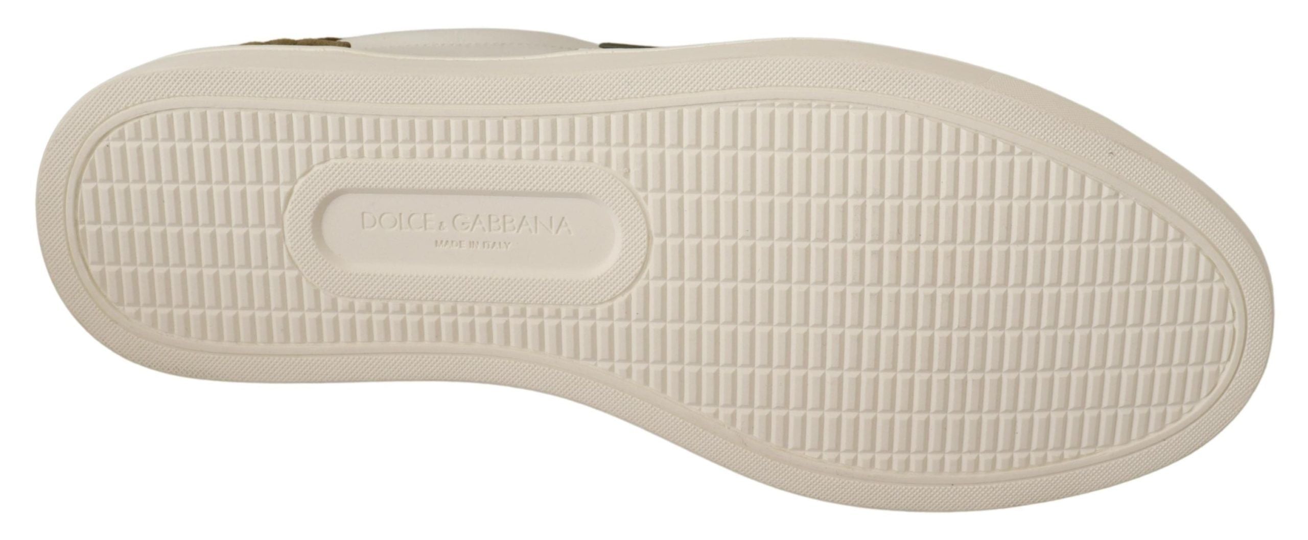 Dolce & Gabbana White Suede Leather Mens Low Tops Sneakers - Zeiniez