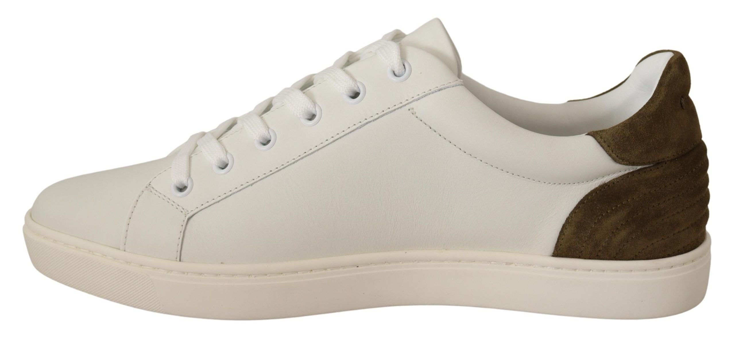 Dolce & Gabbana White Suede Leather Mens Low Tops Sneakers - Zeiniez