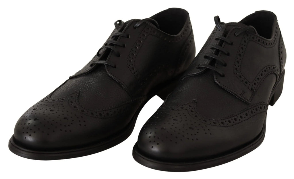 Dolce & Gabbana Black Leather Oxford Wingtip Formal Dress Shoes - Zeiniez