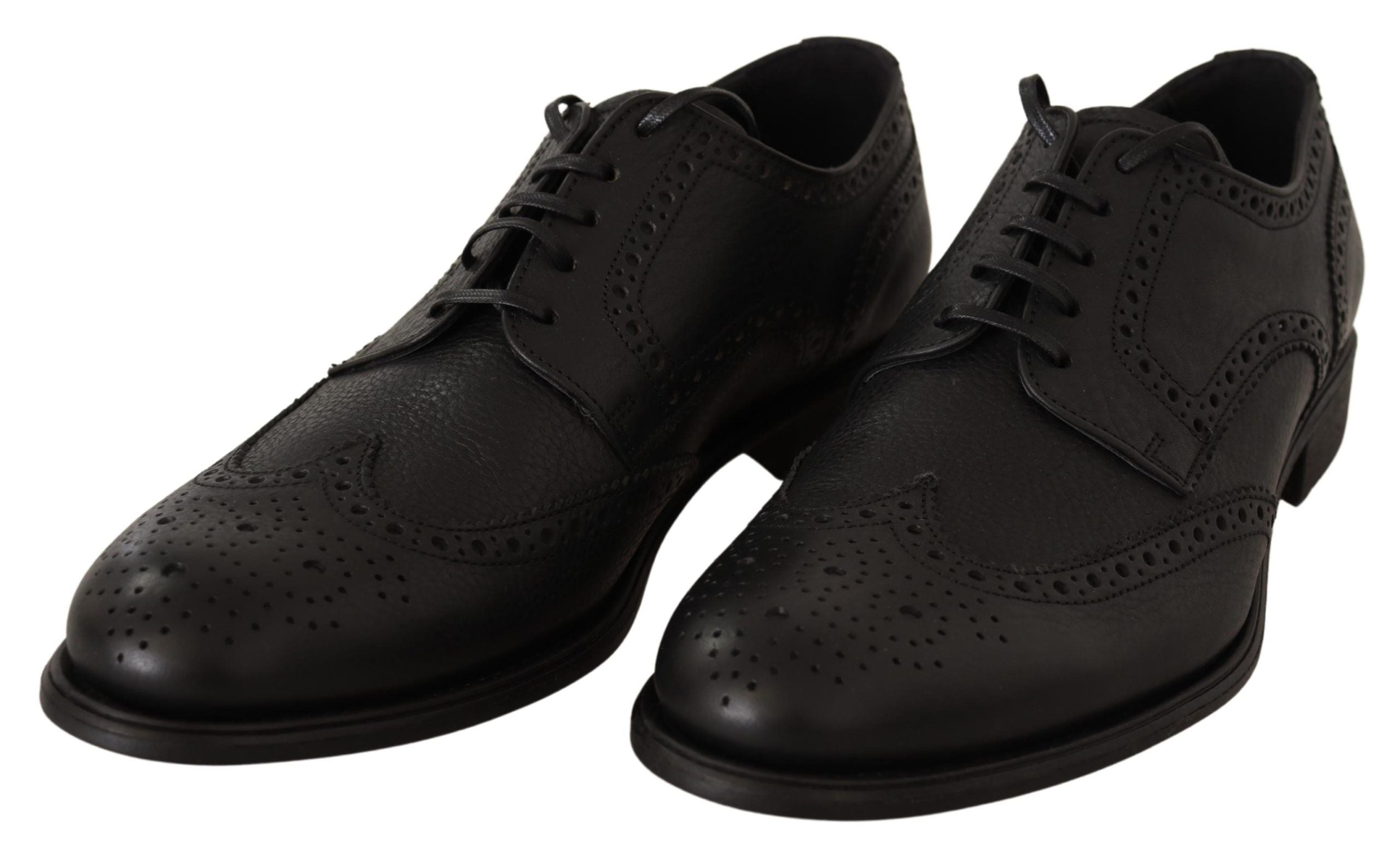 Dolce & Gabbana Black Leather Oxford Wingtip Formal Dress Shoes - Zeiniez