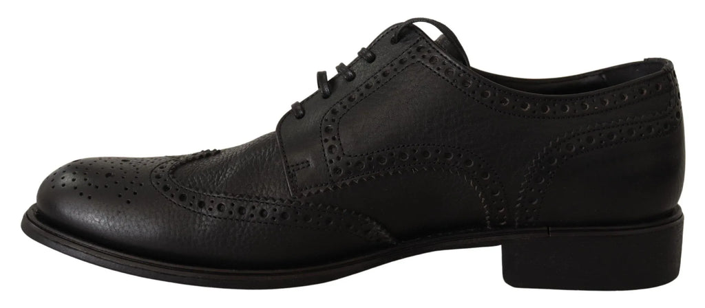 Dolce & Gabbana Black Leather Oxford Wingtip Formal Dress Shoes - Zeiniez