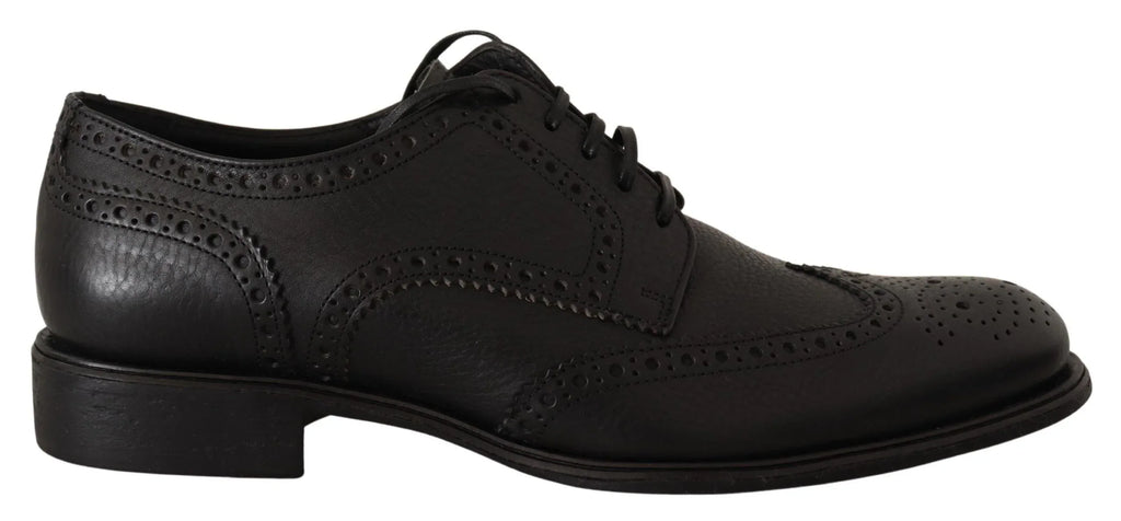 Dolce & Gabbana Black Leather Oxford Wingtip Formal Dress Shoes - Zeiniez