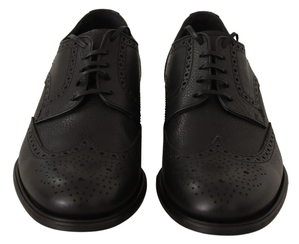 Dolce & Gabbana Black Leather Oxford Wingtip Formal Dress Shoes - Zeiniez