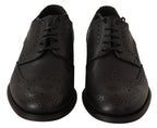 Dolce & Gabbana Black Leather Oxford Wingtip Formal Dress Shoes - Zeiniez