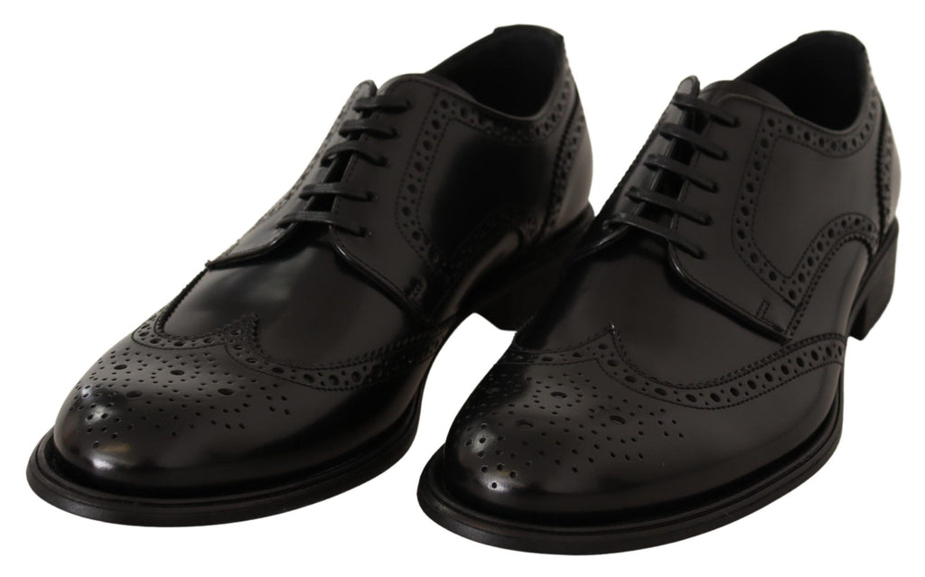Dolce & Gabbana Black Leather Oxford Wingtip Formal Shoes - Zeiniez