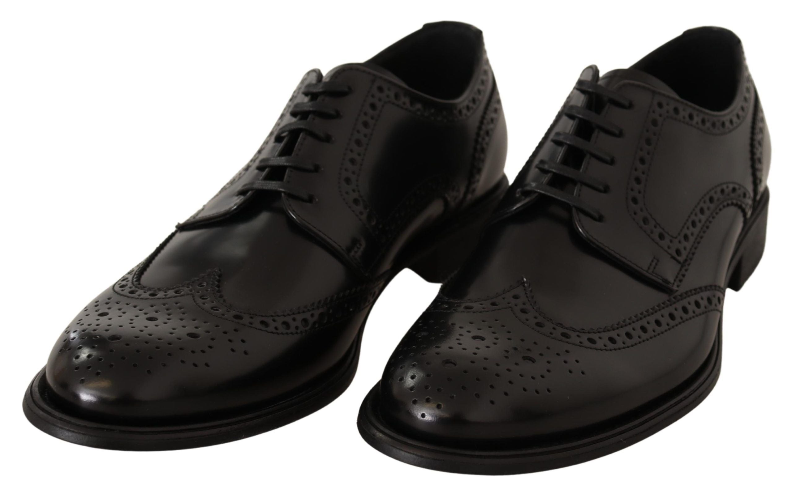 Dolce & Gabbana Black Leather Oxford Wingtip Formal Shoes - Zeiniez