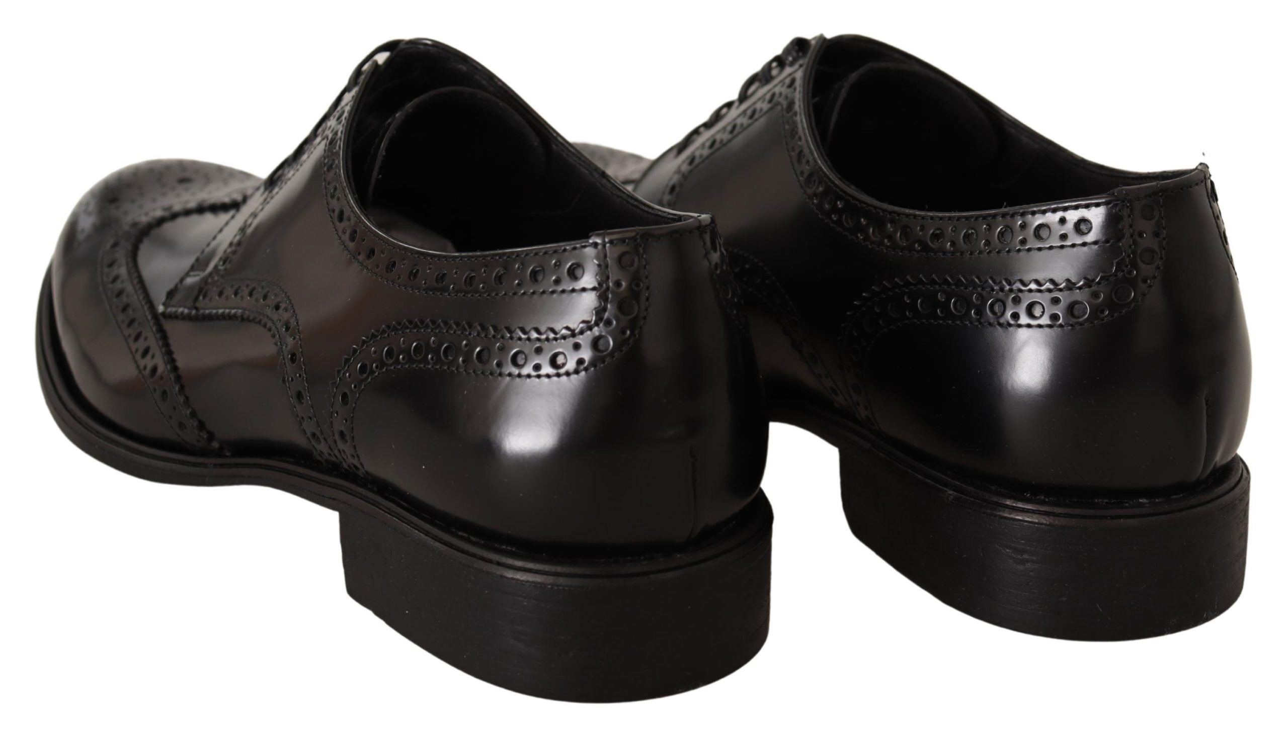 Dolce & Gabbana Black Leather Oxford Wingtip Formal Shoes - Zeiniez