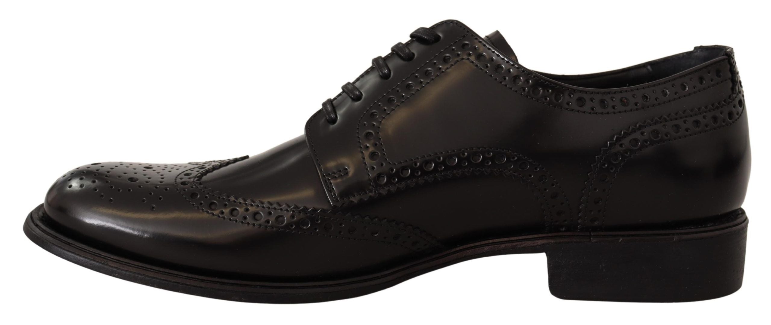 Dolce & Gabbana Black Leather Oxford Wingtip Formal Shoes - Zeiniez