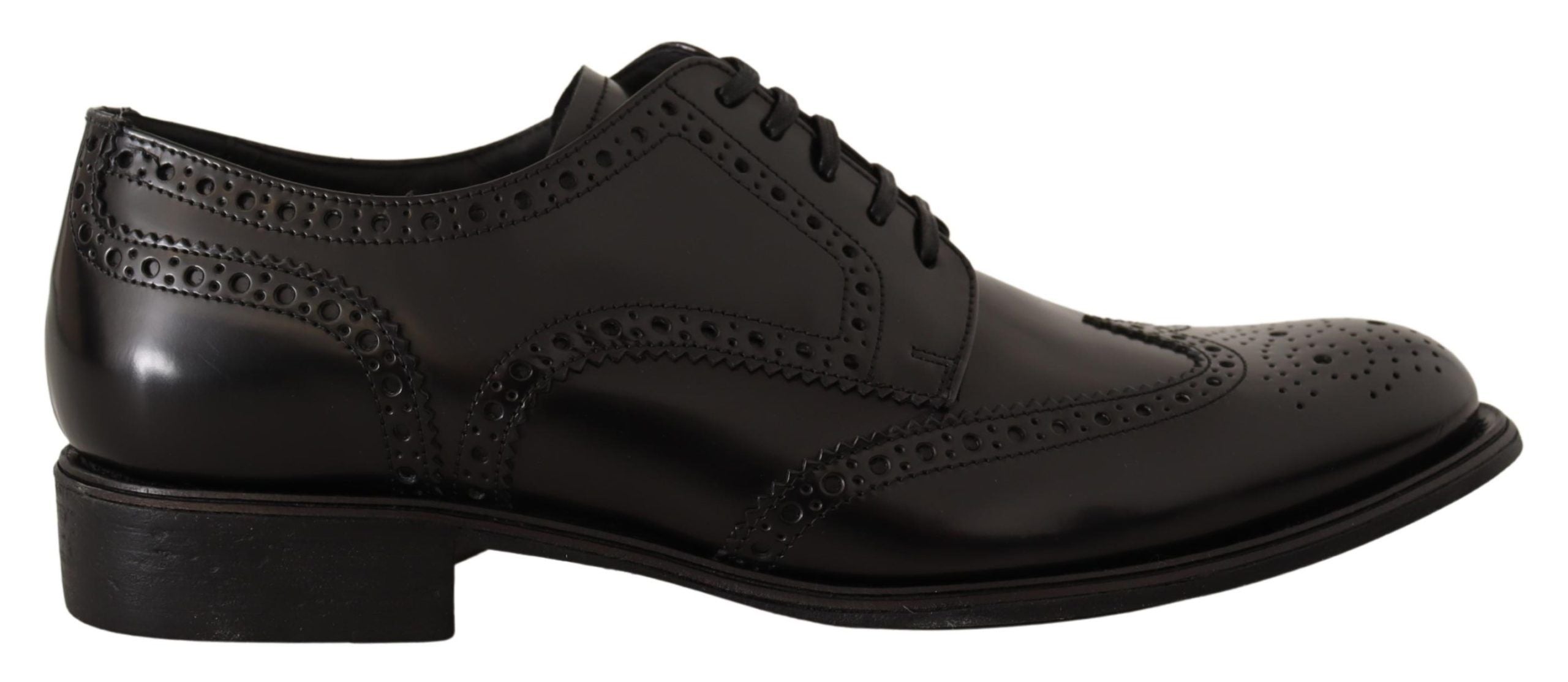 Dolce & Gabbana Black Leather Oxford Wingtip Formal Shoes - Zeiniez