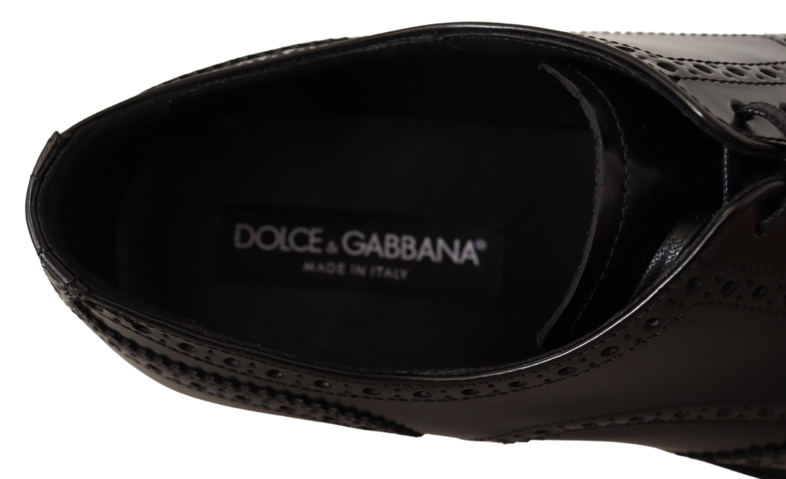 Dolce & Gabbana Black Leather Oxford Wingtip Formal Shoes - Zeiniez