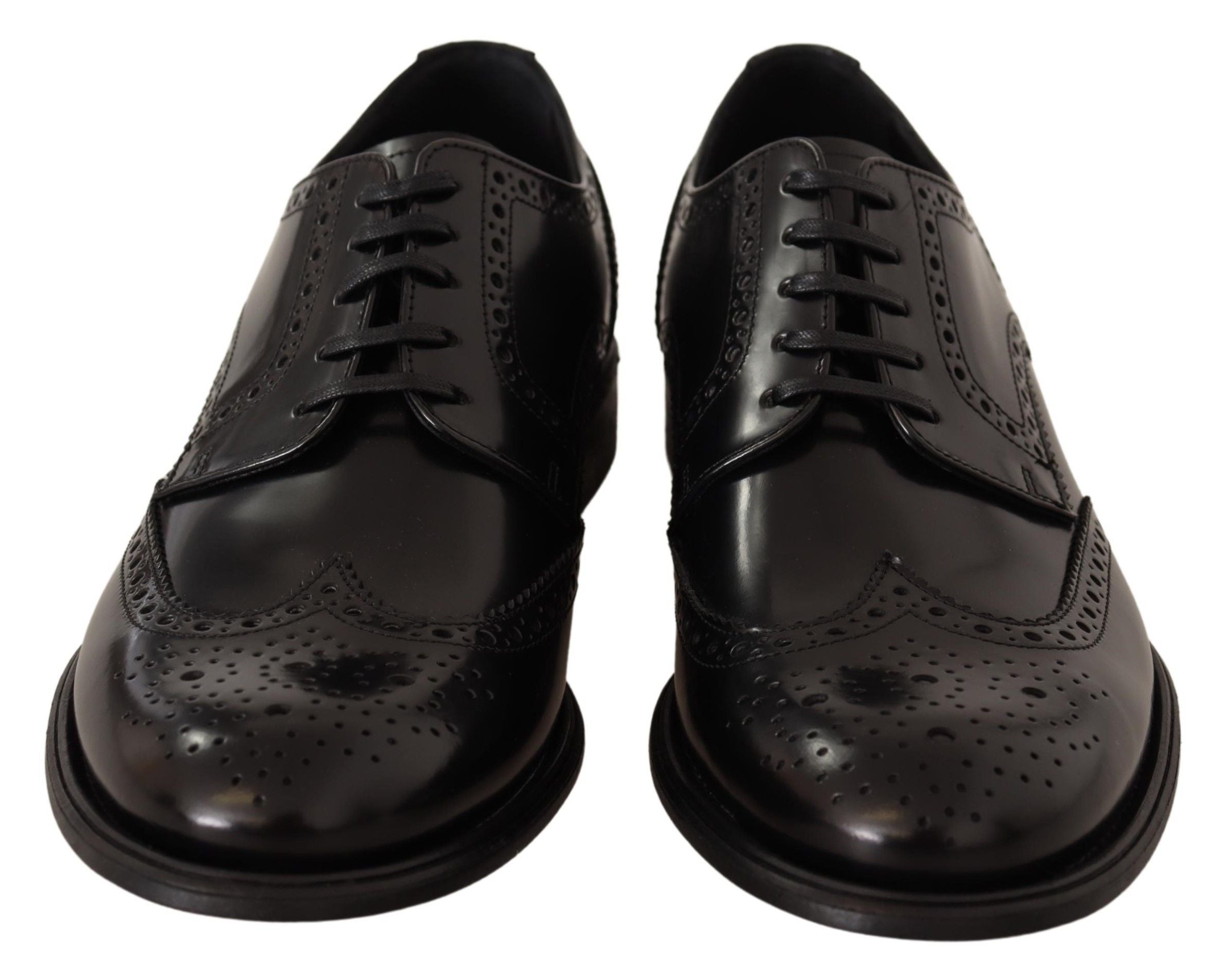 Dolce & Gabbana Black Leather Oxford Wingtip Formal Shoes - Zeiniez