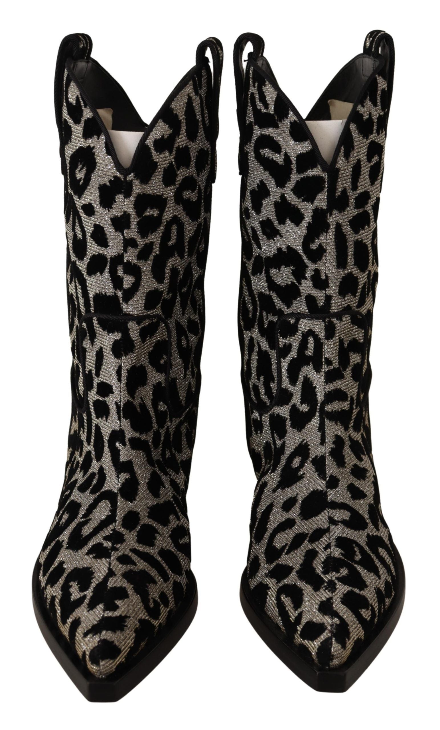 Dolce & Gabbana Gray Black Leopard Cowboy Boots Shoes - Zeiniez
