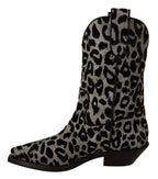 Dolce & Gabbana Gray Black Leopard Cowboy Boots Shoes - Zeiniez