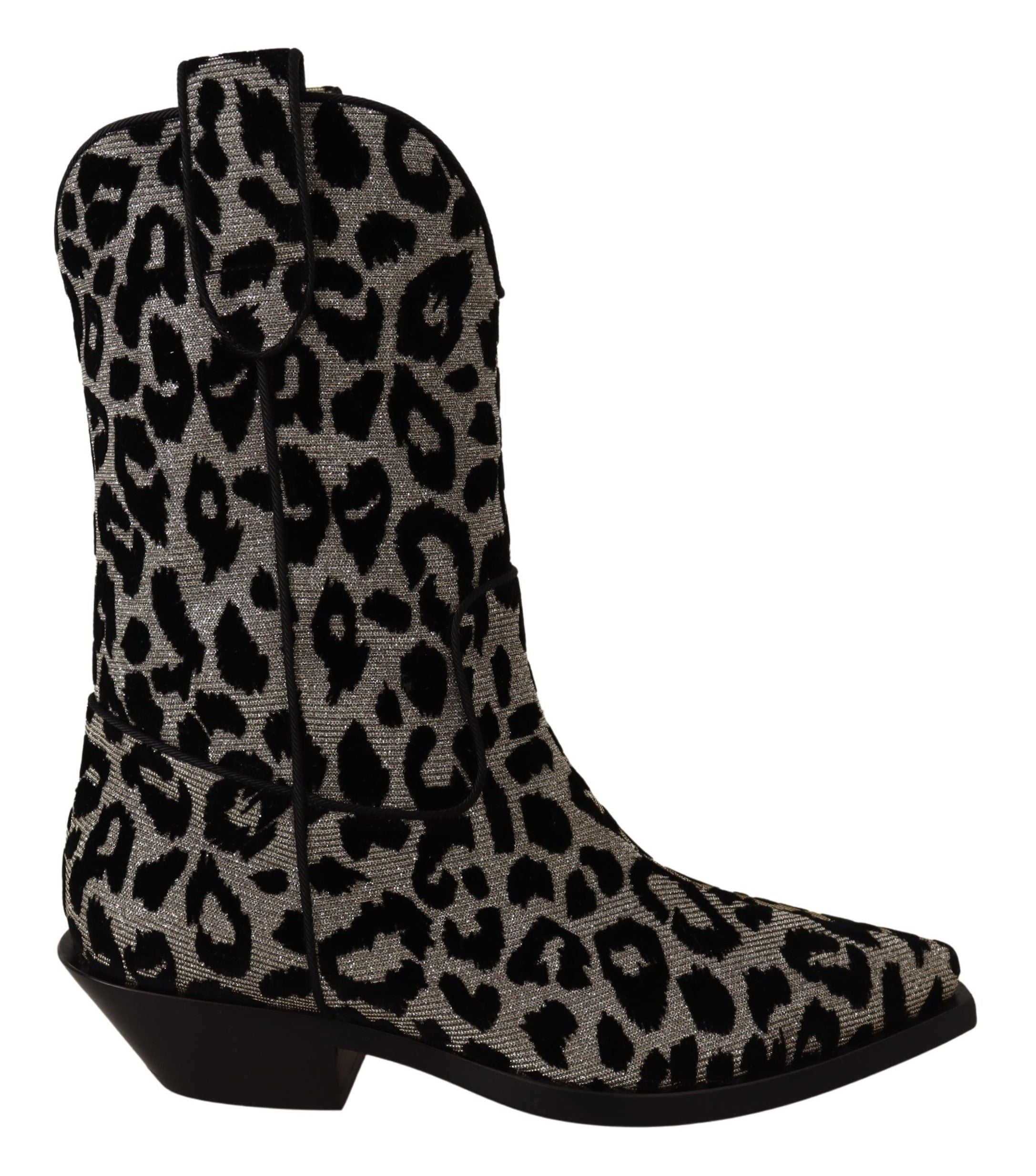 Dolce & Gabbana Gray Black Leopard Cowboy Boots Shoes - Zeiniez