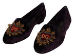 Dolce & Gabbana Purple Velvet DG Heart Loafers Flats Shoes - Zeiniez