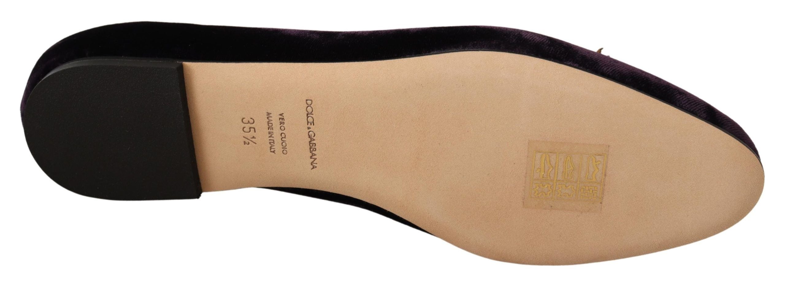 Dolce & Gabbana Purple Velvet DG Heart Loafers Flats Shoes - Zeiniez