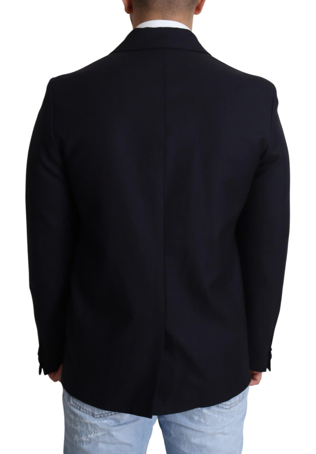 Dolce & Gabbana Dark Blue Wool Single Breasted Coat Jacket - Zeiniez