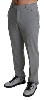 BENCIVENGA Gray Wool Checkered Dress Men Formal Trouser Pants - Zeiniez