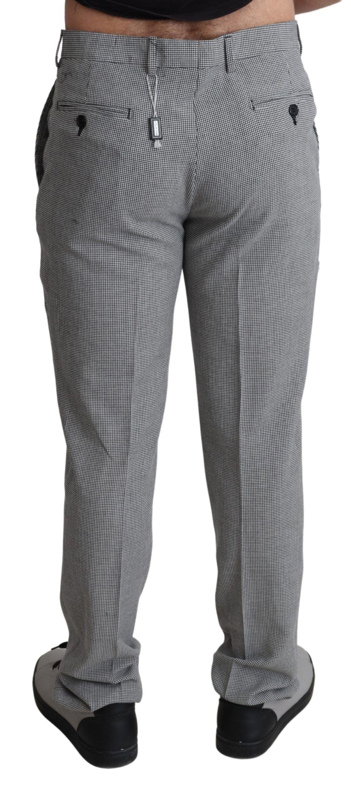 BENCIVENGA Gray Wool Checkered Dress Men Formal Trouser Pants - Zeiniez