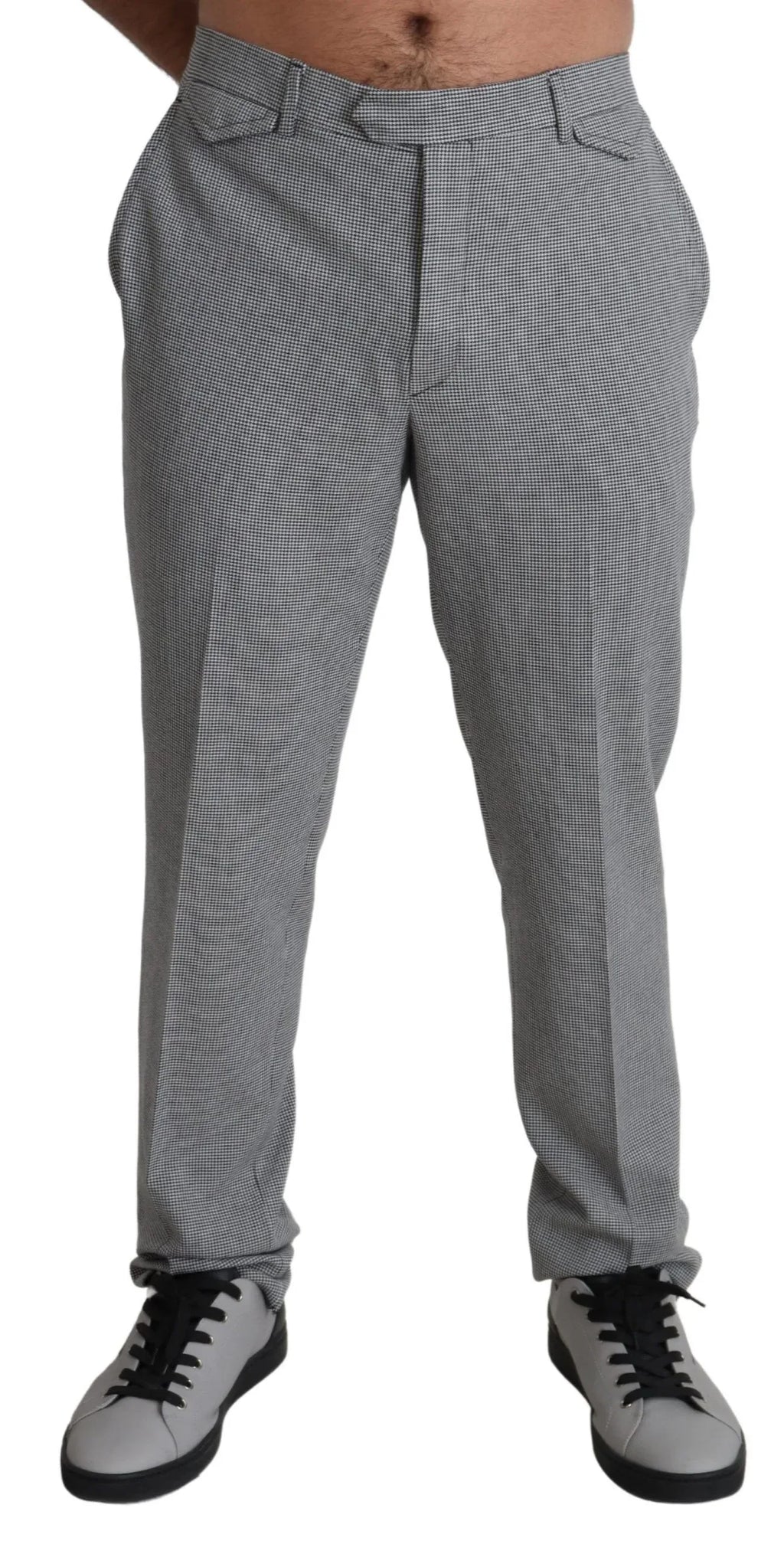 BENCIVENGA Gray Wool Checkered Dress Men Formal Trouser Pants - Zeiniez
