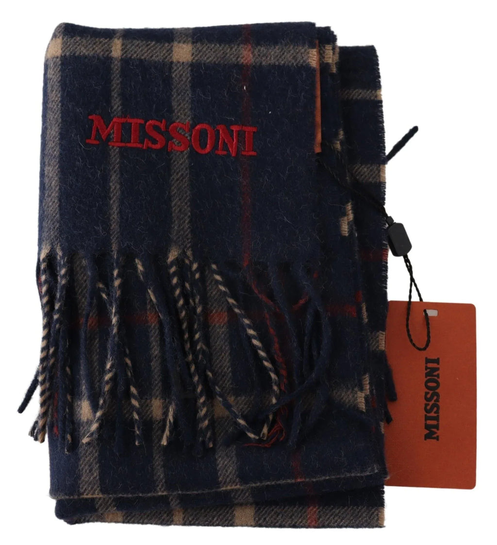 Missoni Black Checkered Unisex Neck Wrap Fringes Scarf - Zeiniez