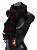 Missoni Black Red Check Wool Unisex Neck Wrap Fringes Scarf - Zeiniez