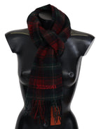 Missoni Black Red Check Wool Unisex Neck Wrap Fringes Scarf - Zeiniez