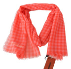 Missoni Orange Check Cashmere Unisex Wrap Fringes Scarf - Zeiniez