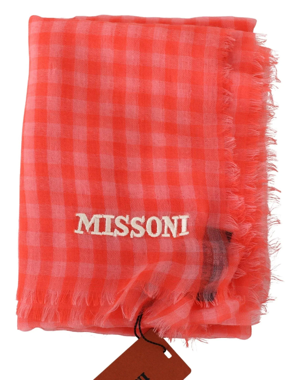 Missoni Orange Check Cashmere Unisex Wrap Fringes Scarf - Zeiniez