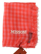 Missoni Orange Check Cashmere Unisex Wrap Fringes Scarf - Zeiniez