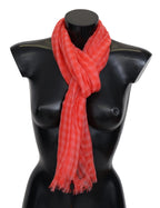 Missoni Orange Check Cashmere Unisex Wrap Fringes Scarf - Zeiniez