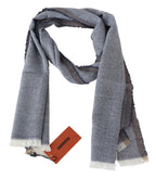 Missoni Gray Striped Wool Unisex Neck Wrap Fringes Scarf - Zeiniez